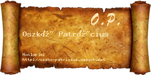 Oszkó Patrícius névjegykártya